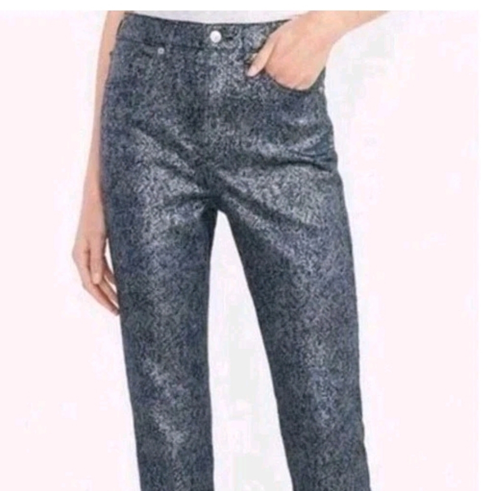 Express Womens Size 0 Slim Super High Rise Metallic Coated Denim Jeans Pants